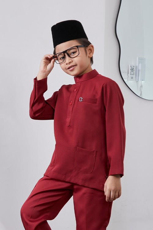 Baju Melayu Yusoff Kids - Deep Red